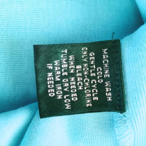 Lauren Ralph Lauren Aqua Blue Women's Top - Long Sleeve Crewneck Tee, Size M - Picture 6 of 8